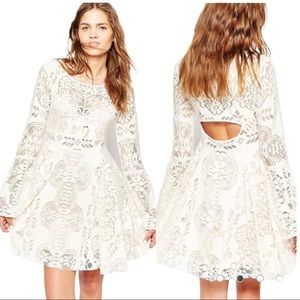Free People Lovers Folk Song Dress Lace Festival